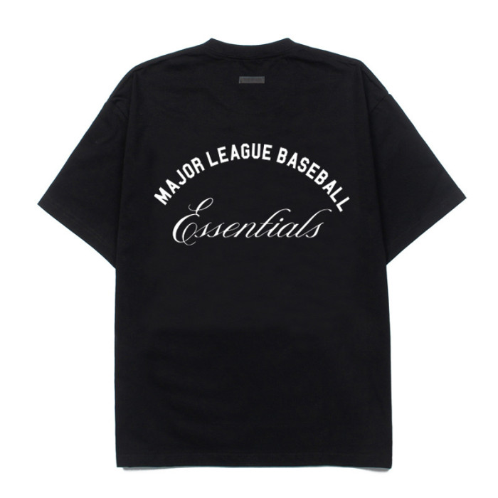 Vintage contrast color baseball silhouette logo black loose short-sleeved T-shirt 29053623