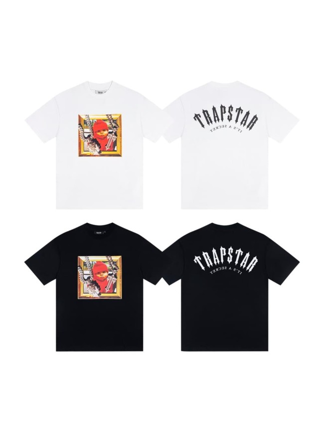Front Framed Kid Portrait & Back Trapstar Gothic Logo Print T-Shirt 2 colors 29077294