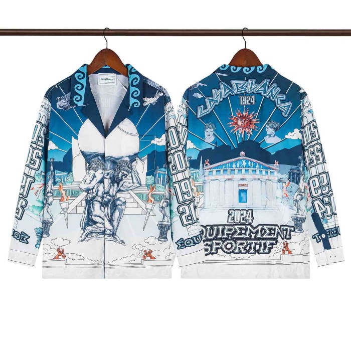 Oil Painting Texture Resort Style Printed Long Sleeve Shirt 41 colors 29105584