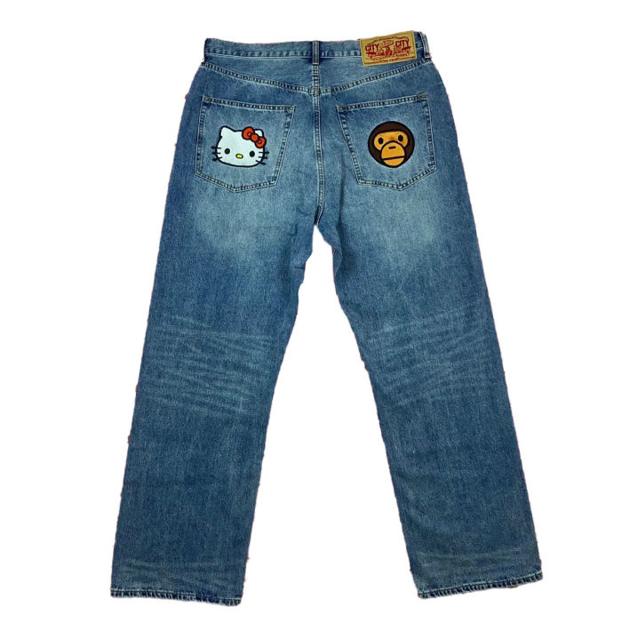 1:1 quality version Lightning Star Ape Head Print Jeans 9 colors 28514941