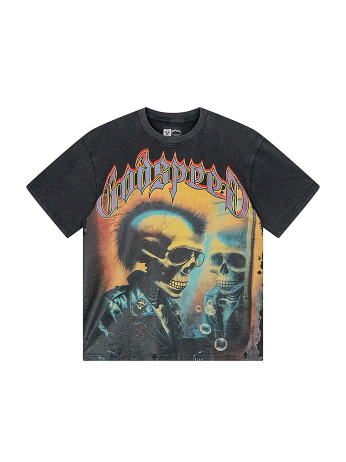 Skull Mirror Print Washed Version Tee 2 colors 28472489
