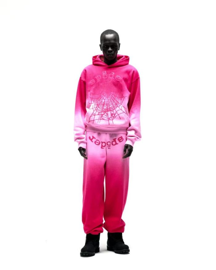 [Big & Tall for weights up to 220 lbs]1:1 quality version Red Pink Dip Dye Print Hoodie & Pants Set 29033218