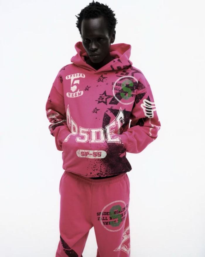 1:1 quality version Screen-Printed Slogan Hoodie & Pants Set 28656017
