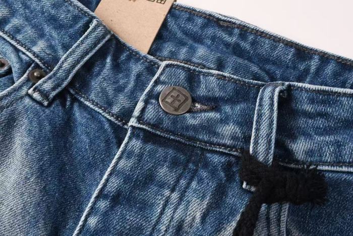 1:1 quality version Blue Flame Water Wave Ripped Jeans 29080460