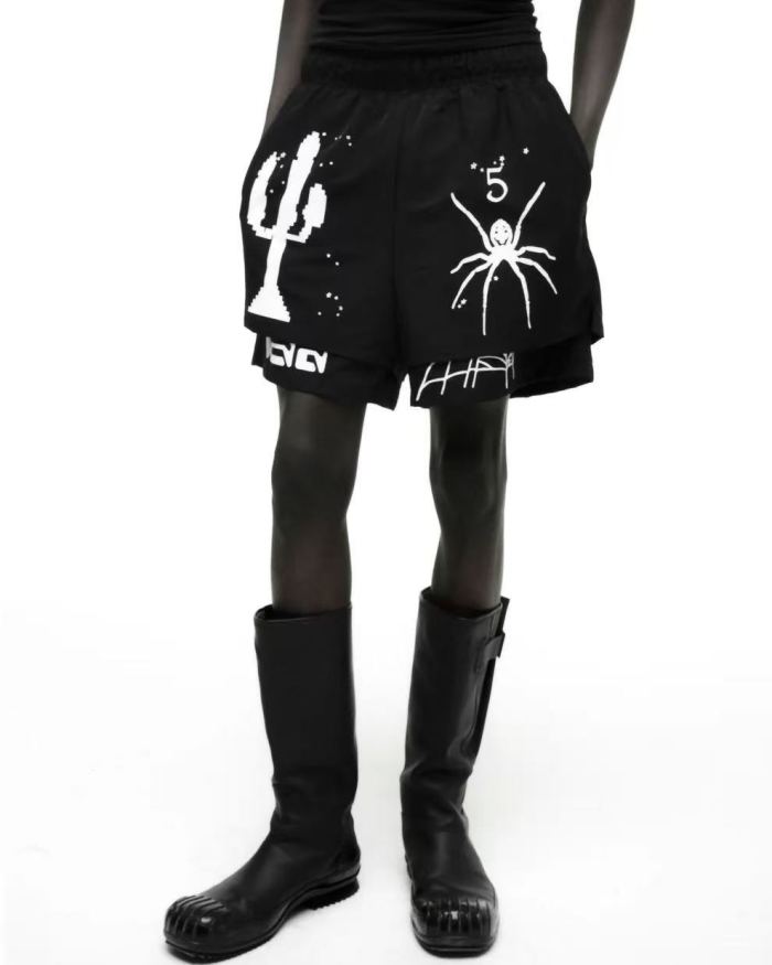 [Big & Tall for weights up to 220 lbs]1:1 quality version Spider Candlestick Print Nylon Shorts 29045596