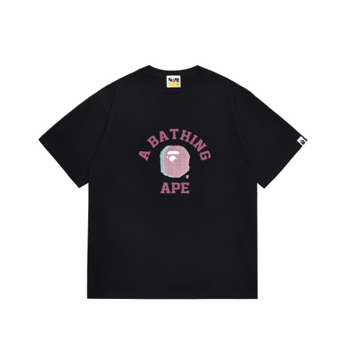 Ape Head Pink Blue Texture Print  A BATHING APE  College Logo T-Shirt 2 colors 29053964