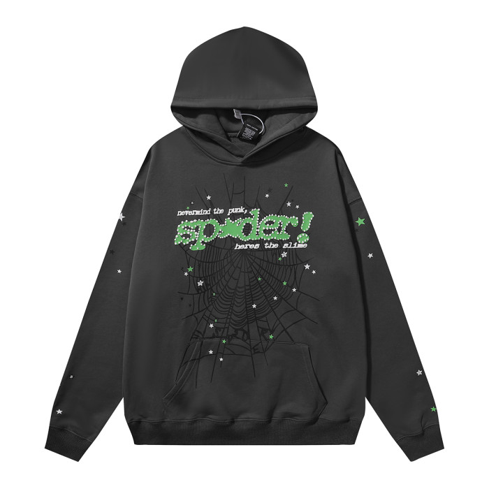 Green Alphabet White Foam Embellished Hoodie & Pants Set