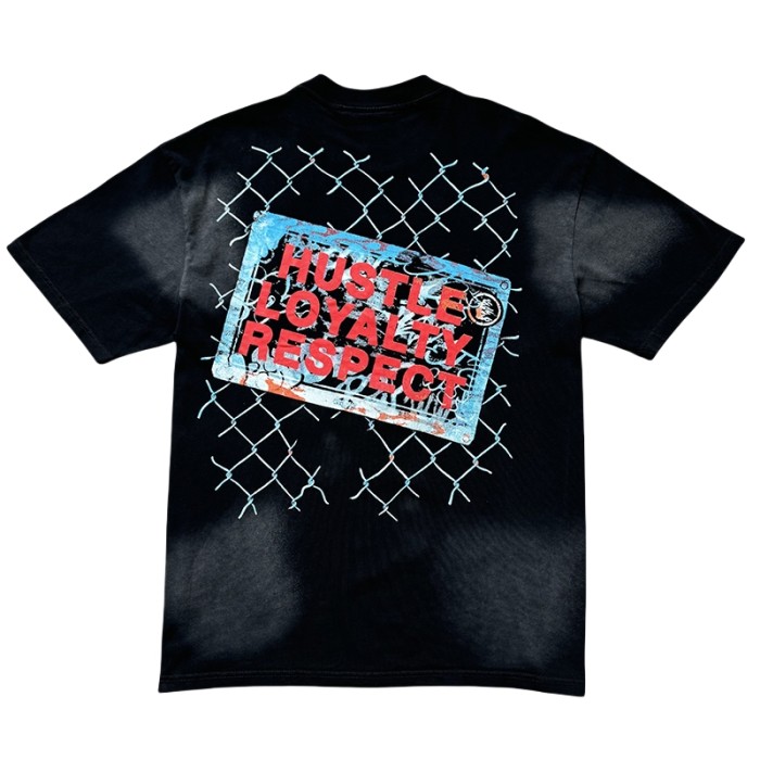 28183188 Wrestling Arm Letter Print Washed Version Tee