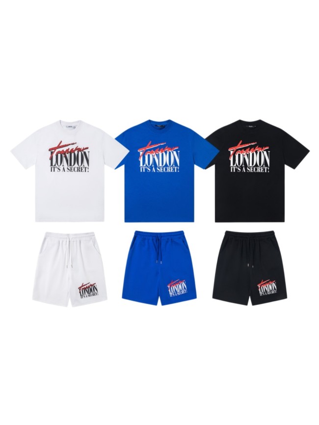 American Trend Printed Letter Heavyweight Tee & Shorts Set 3 colors 29080282