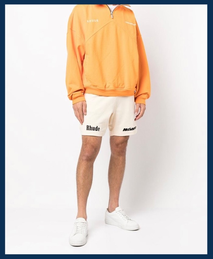 Co-branded high street monogrammed embroidered terry shorts 2 colors