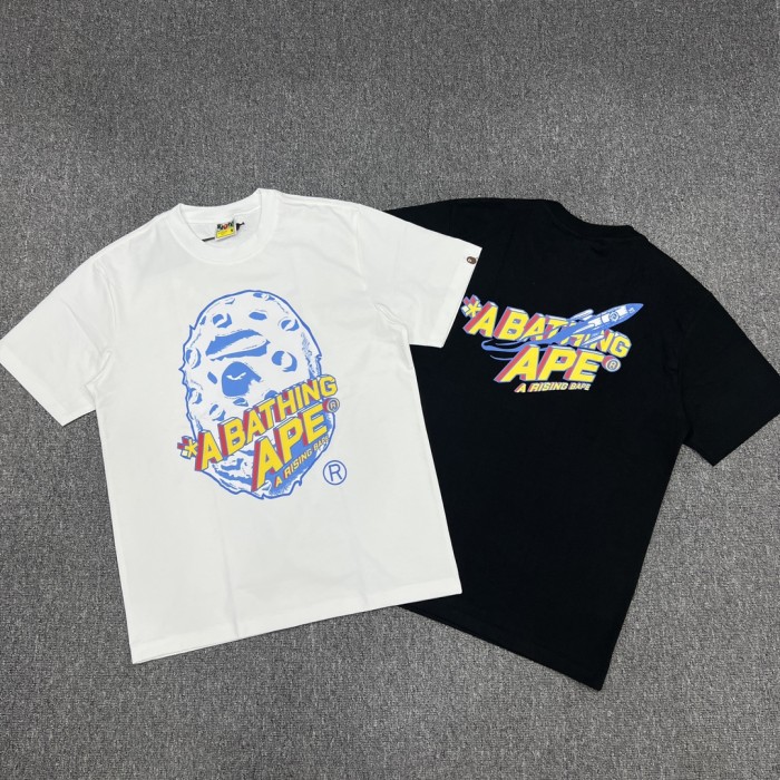 Moon Ape Head Rocket Alphabet Comic Book Style Print tee 2 colors
