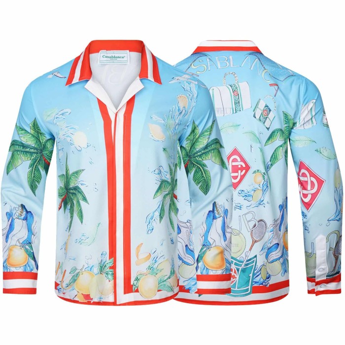 Bright Pattern Resort Style Printed Long Sleeve Shirt 55 colors 29105585