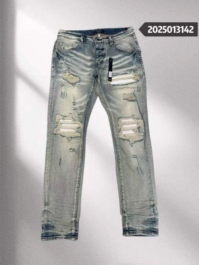 [buy more save more]1:1 quality version 28346719 White Leather Patchwork Jeans