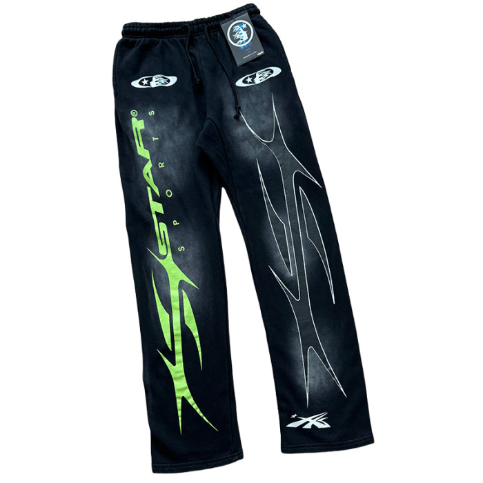 28367321 Running Man Letter Print Sports Washed Version hoodie & pants set