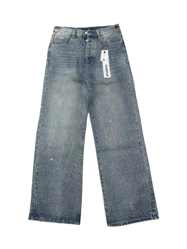 1:1 quality version Full-printed Rhinondiamond wide-leg jeans 28472485