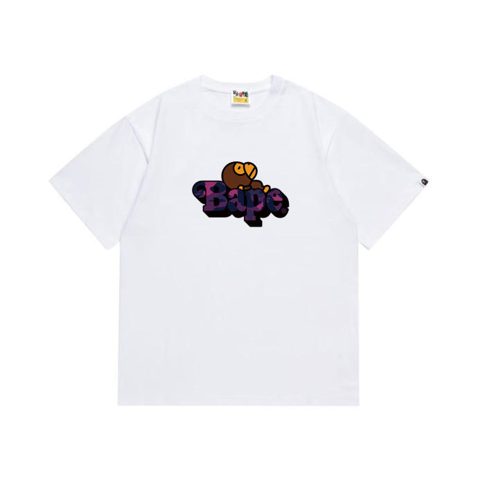 Cartoon Ape Purple Camo  Bape  Font Print T-shirt 2 colors 29053442