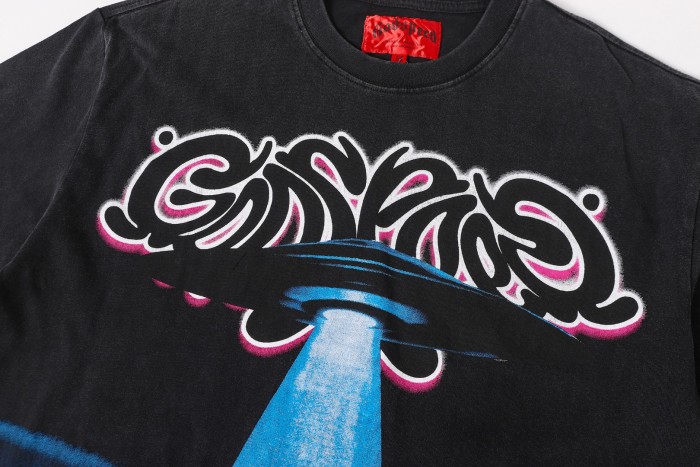 Vintage cyber alien civilization neon G logo vintage washed print T-shirt 29052459