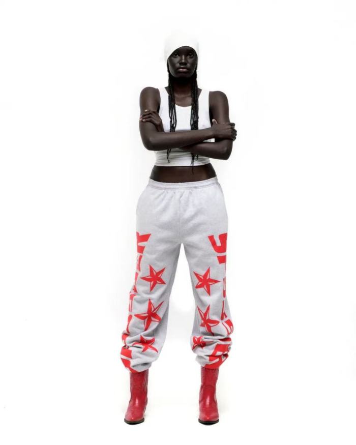 [Big & Tall for weights up to 220 lbs]1:1 quality version Red Letter Print Zipper Hoodie & Pants Set 28692870