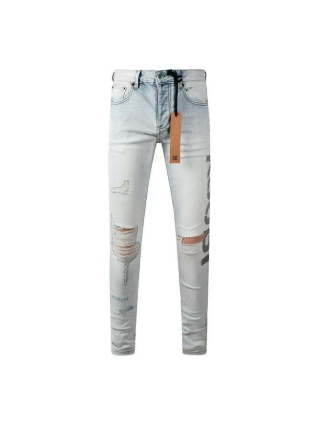 1:1 quality version Worn Hole Logo Printed Jeans 28700619