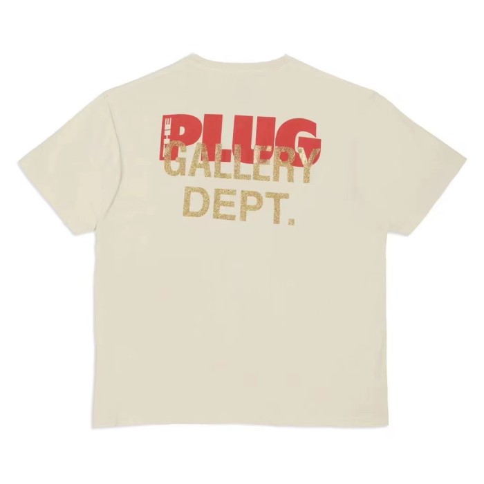 Gold powder letter print T-shirt