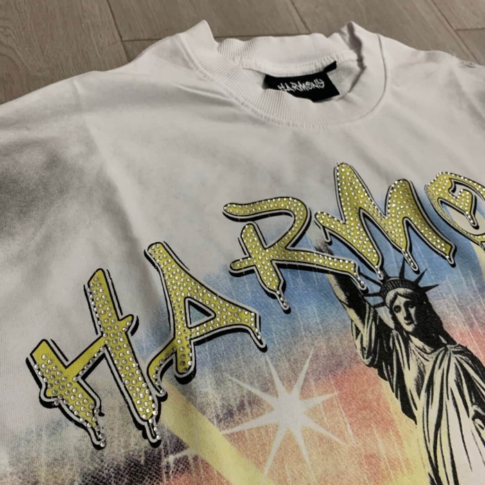 Statue Of Liberty Free Port Rhinestone Print Washed Tee 29066074
