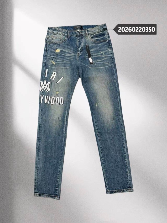 1:1 quality version Hollywood White Line Embroidered Jeans 29045804