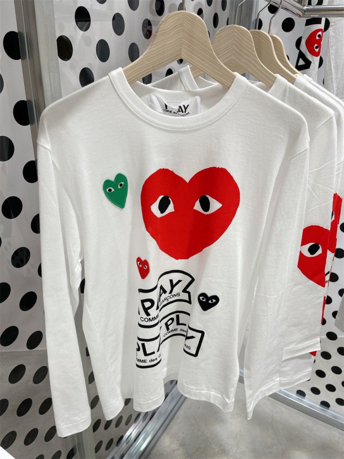 Big Red Heart Letter Logo Print Long Sleeve T-Shirt 17 colors 28712090