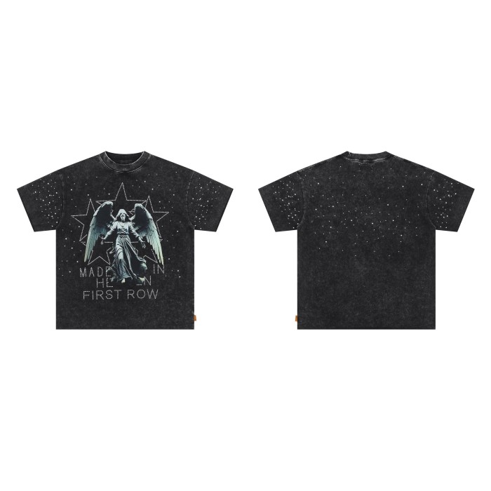 Starburst Angel Rhinestone Print Washed Tee 29054087