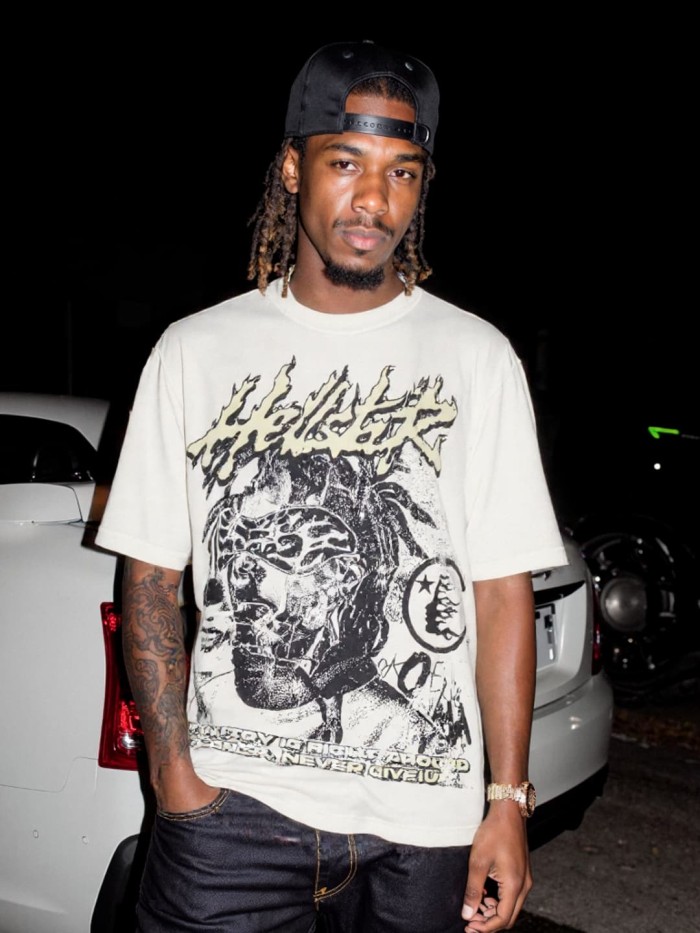 Flame Mask Figure Print Washed Tee 29090189