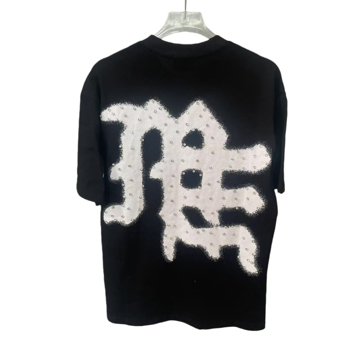 Diamond-Embellished Letter Print Tee 4 colors 28572159