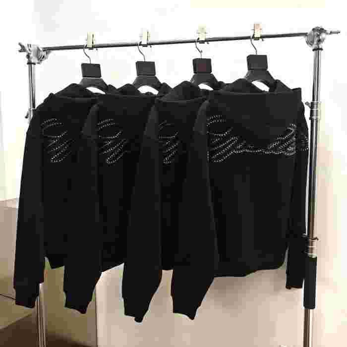 [Big & Tall for weights up to 220 lbs]1:1 quality version 3D Letter Rhinestone Zipper Hoodie & Pants Set 29033219
