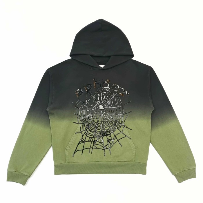 [Big & Tall for weights up to 220 lbs]1:1 quality version Black Green Dip Dye Print Hoodie & Pants Set 29033216