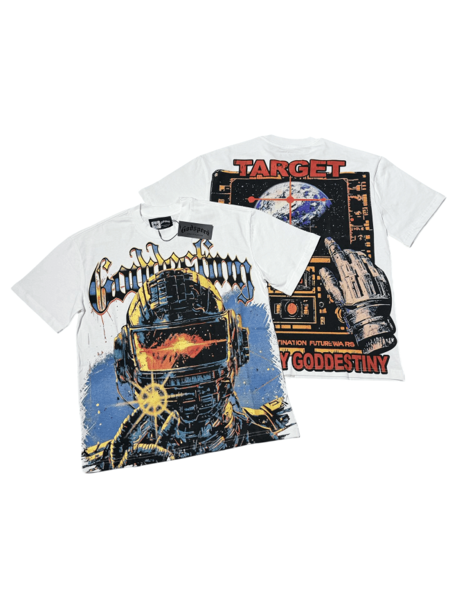 Vintage-future mechanical helmet printed short-sleeved T-shirt 29035280