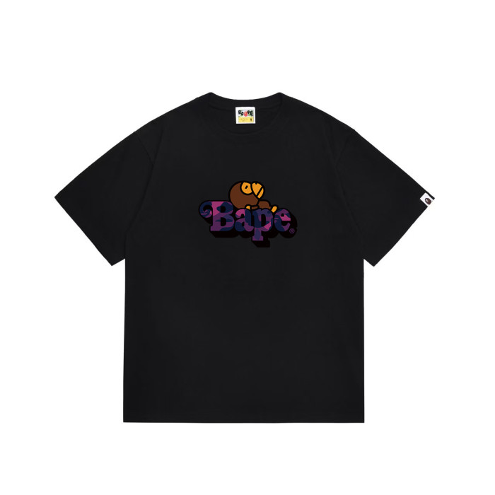 Cartoon Ape Purple Camo  Bape  Font Print T-shirt 2 colors 29053442