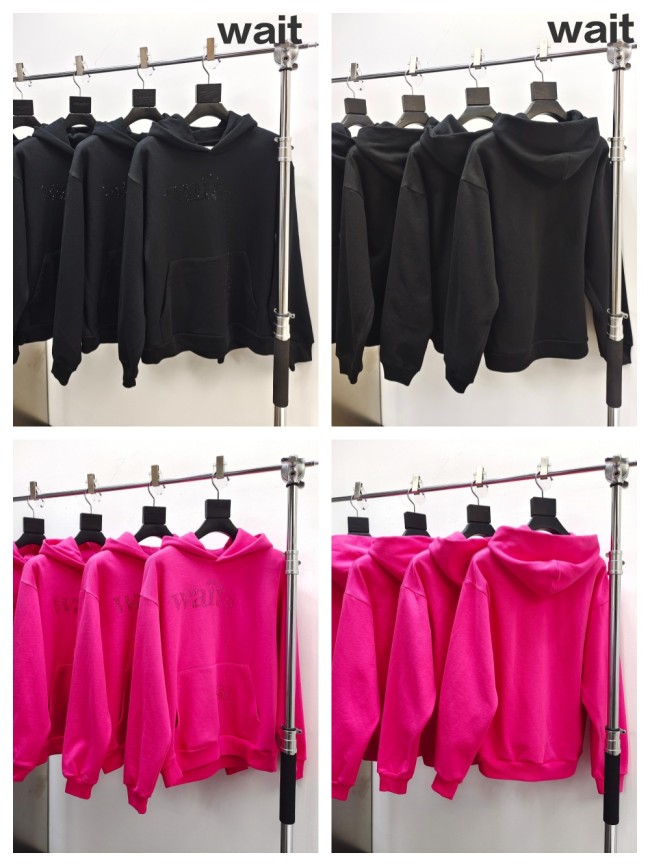 1:1 quality version 27878313 Wait Rhinestone Hoodie 2 colors