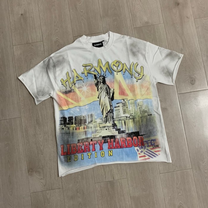 Statue Of Liberty Free Port Rhinestone Print Washed Tee 29066074