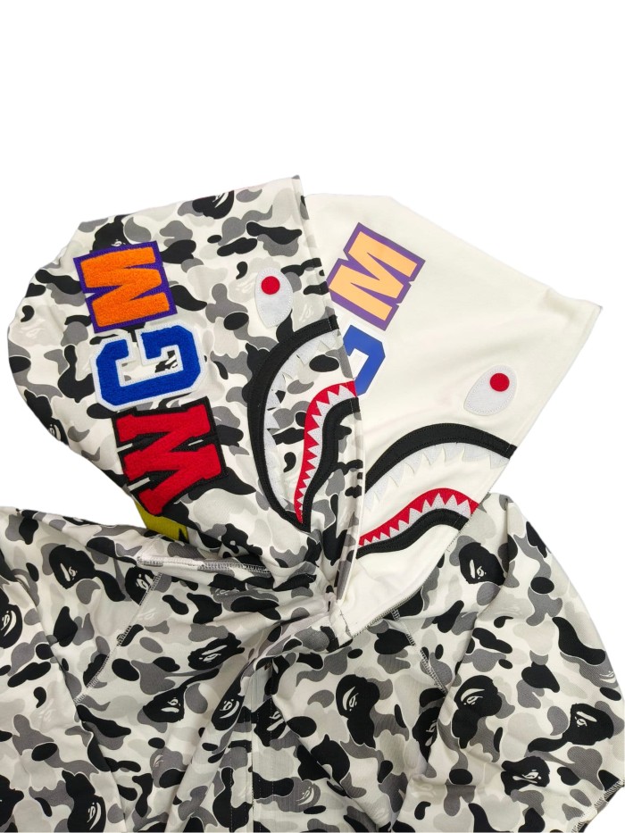 1:1 quality version 28339423 Double-hooded large flower camouflage shark hoodie 5 colors