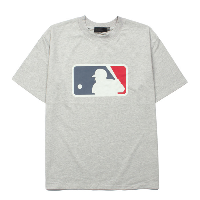 Vintage contrast color baseball silhouette logo black loose short-sleeved T-shirt 29053623