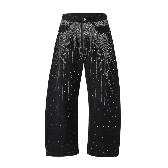 Galaxy Waterfall Rhinestone Wide Leg Jeans 2 colors 29064390