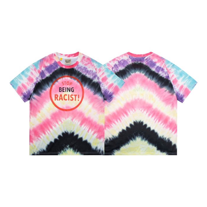 Vintage Washed Colorful Letter Tie-Dye Short Sleeve Tee 15 colors