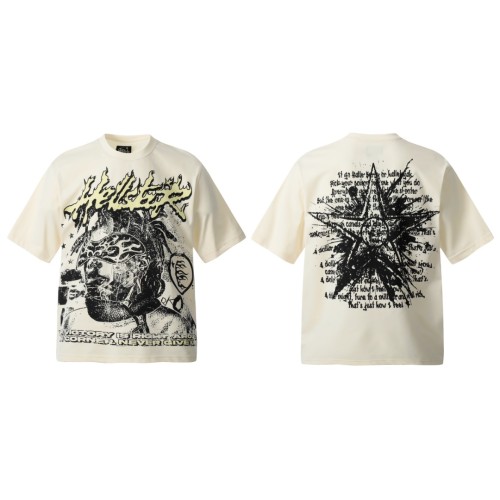 Flame Mask Figure Print Washed Tee 29090189