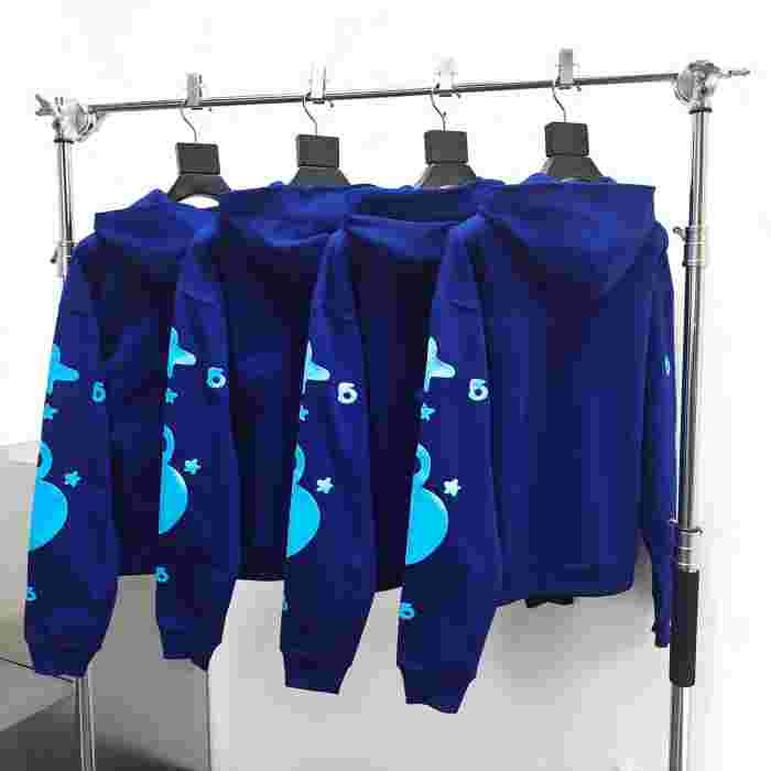 [Big & Tall for weights up to 220 lbs]1:1 quality version Sky Blue Star Dark Blue Print Hoodie & Pants Set 29033215