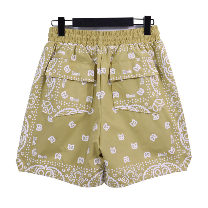 Vintage full print cashew flower cotton drawstring shorts 5 colors