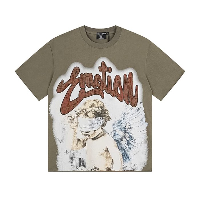 Wreath Blindfolded Cupid Rhinestone Print Washed Tee 29105643