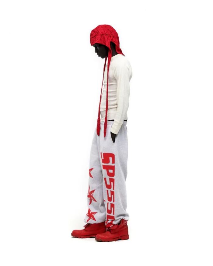 [Big & Tall for weights up to 220 lbs]1:1 quality version Red Letter Print Zipper Hoodie & Pants Set 28692870