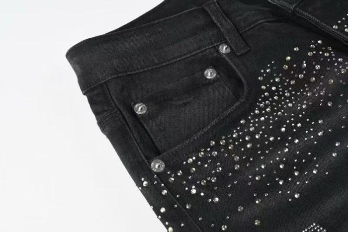 1:1 quality version Star Dot Cross P-Shape Rhinestone Jeans 28920257