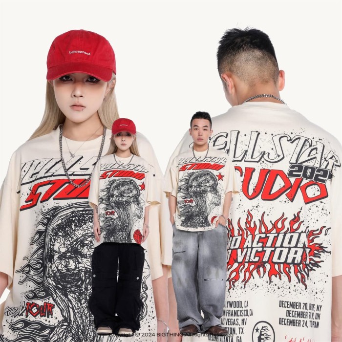 Messy Line Art Head Print Washed Tee 29092403