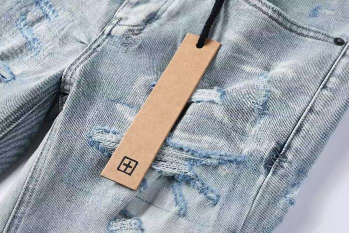 1:1 quality version Heavy Abraded Tight Ripped Jeans 29080463