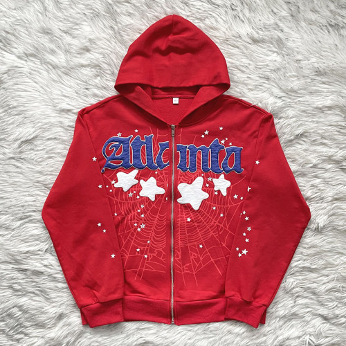 Atlanta Zip Up Hoodie & Pants set red