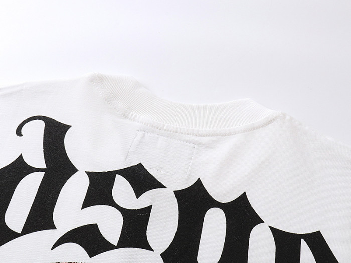 Racing Skull Double-sided Printed White Short-sleeved T-shirt 29046141